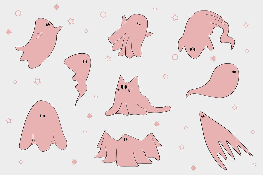 Set of pink ghosts