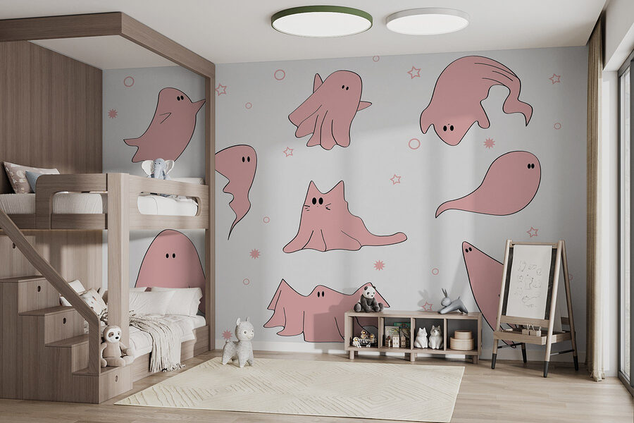 Set of pink ghosts
