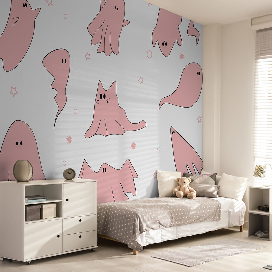 Set of pink ghosts