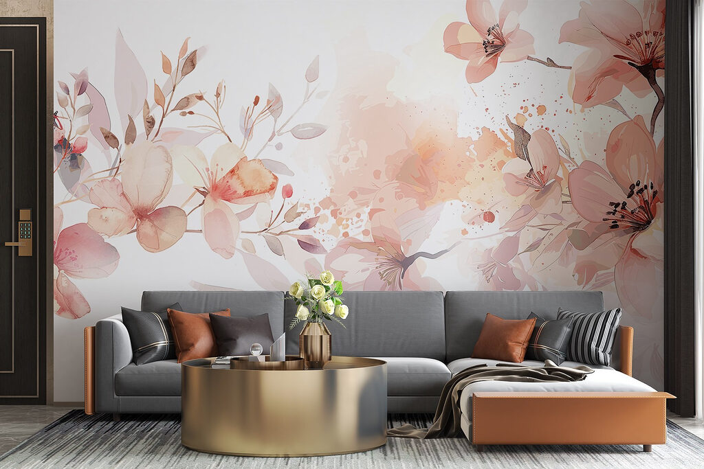 Painting of flowers and leaves