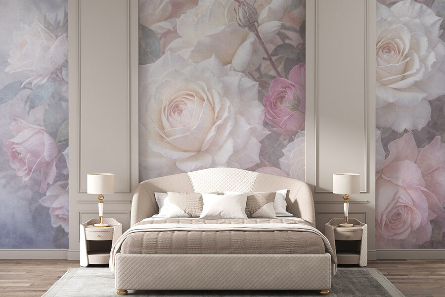 Wall murals Group of white and pink roses - Image 3