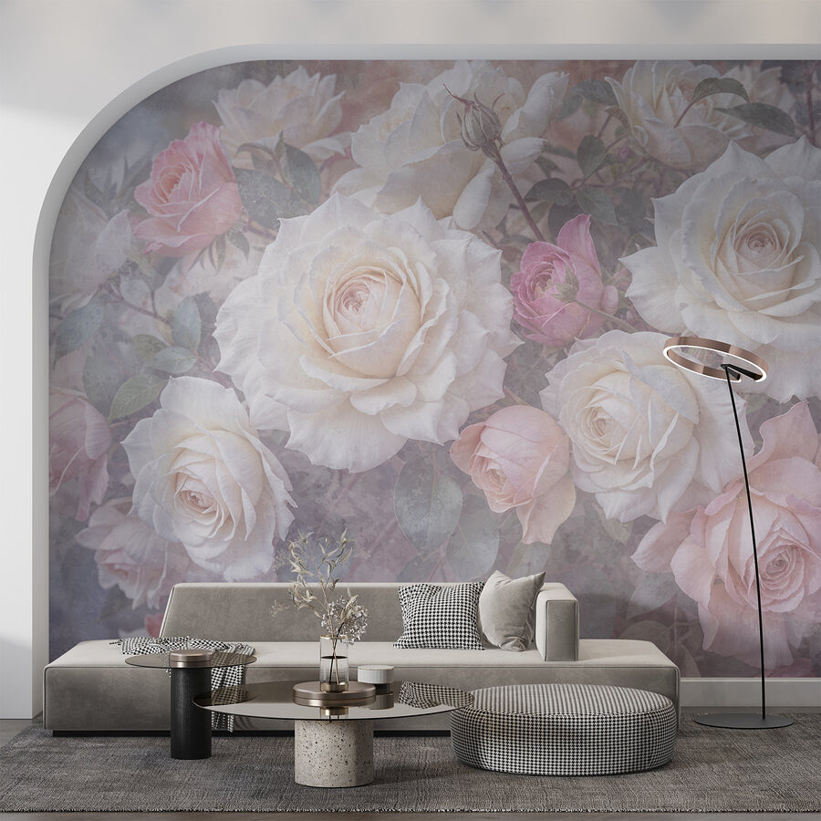 Wall murals Group of white and pink roses - Image 5