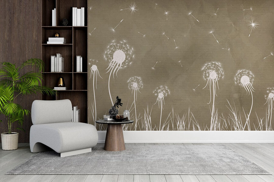 Dandelion flowers and grass
