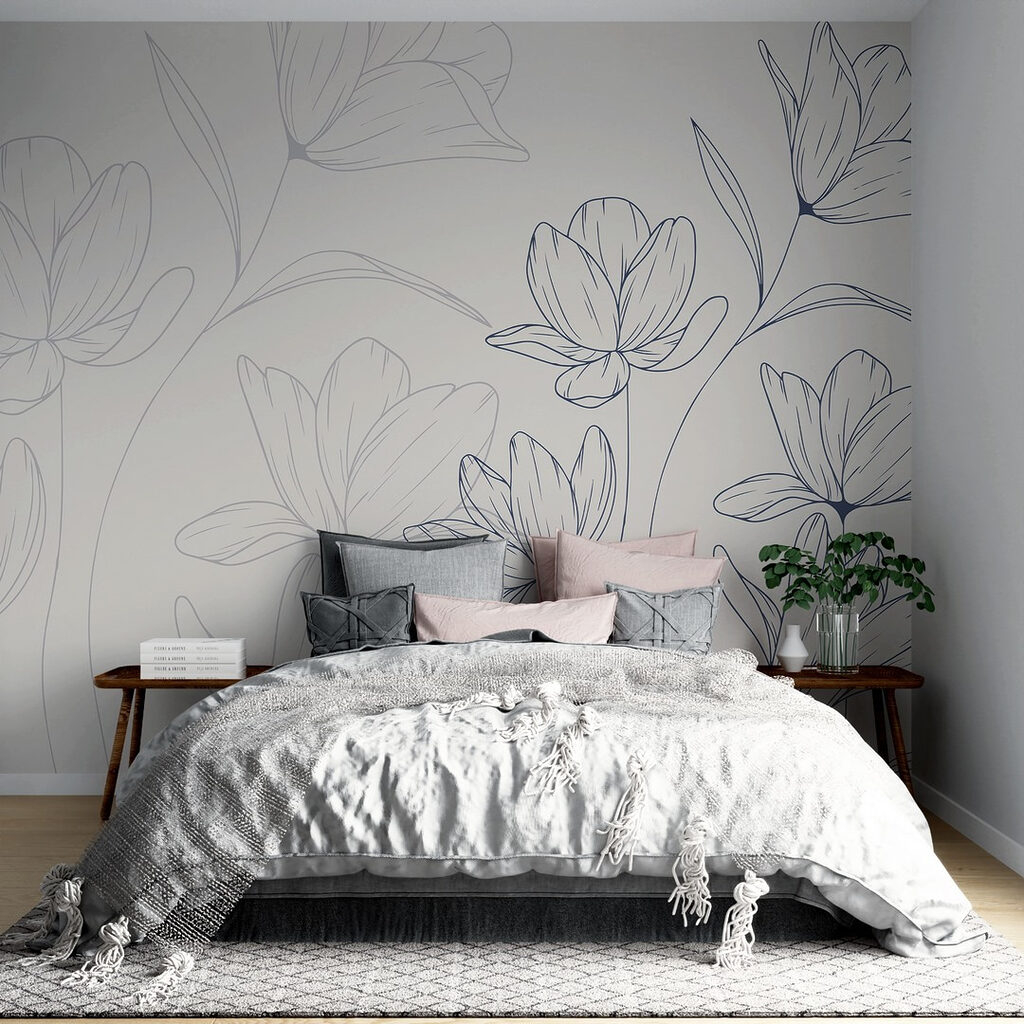 Drawing of flowers on a white background