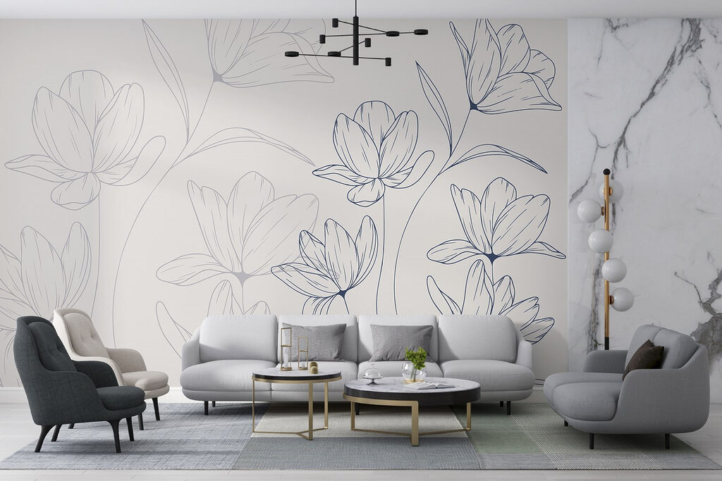 Drawing of flowers on a white background