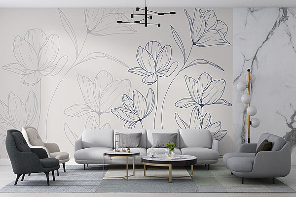 Drawing of flowers on a white background Drawing of flowers on a white background