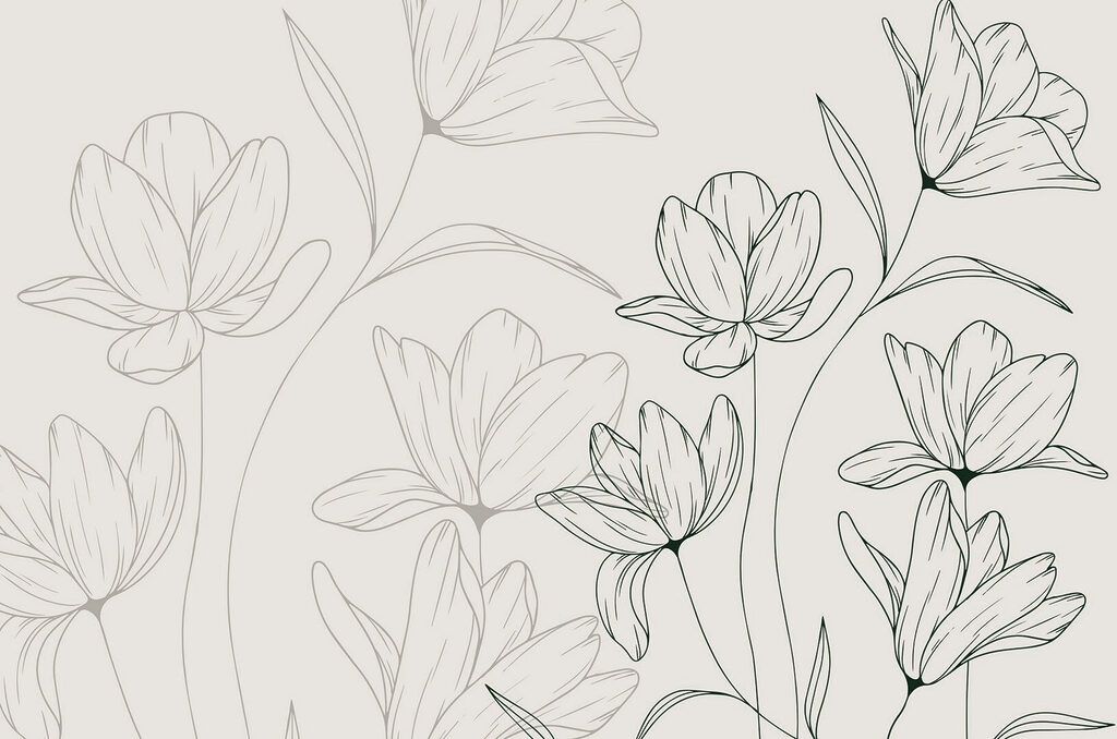 Drawing of flowers on a white background Drawing of flowers on a white background