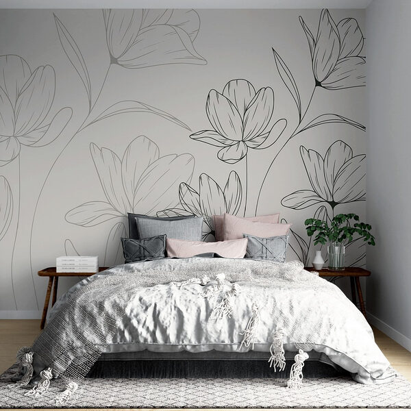 Drawing of flowers on a white background Drawing of flowers on a white background