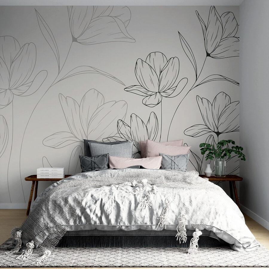 Drawing of flowers on a white background Drawing of flowers on a white background