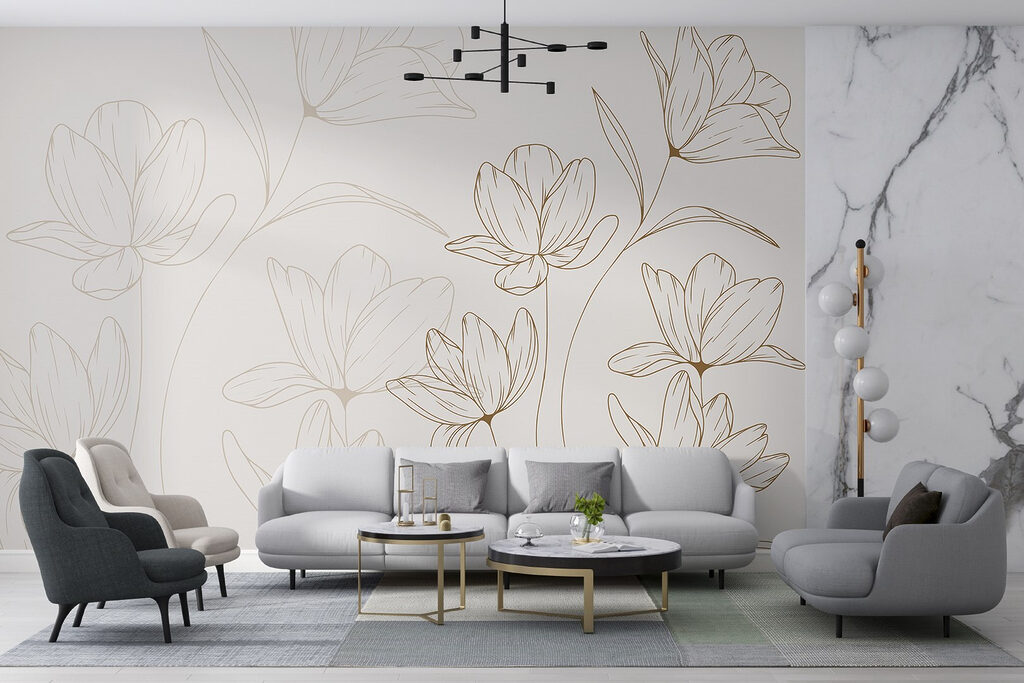 Drawing of flowers on a white background