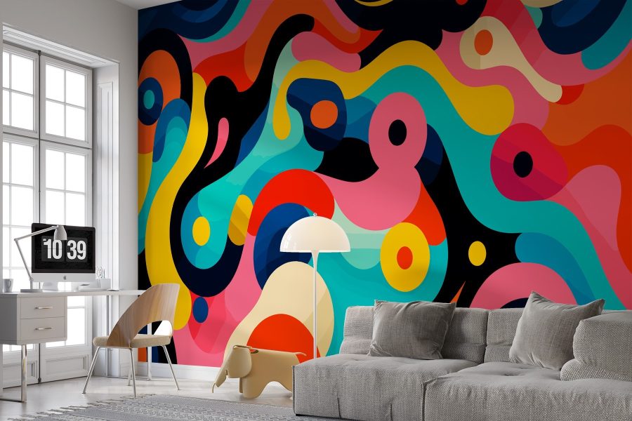 Wall murals Colorful pattern with circles and dots