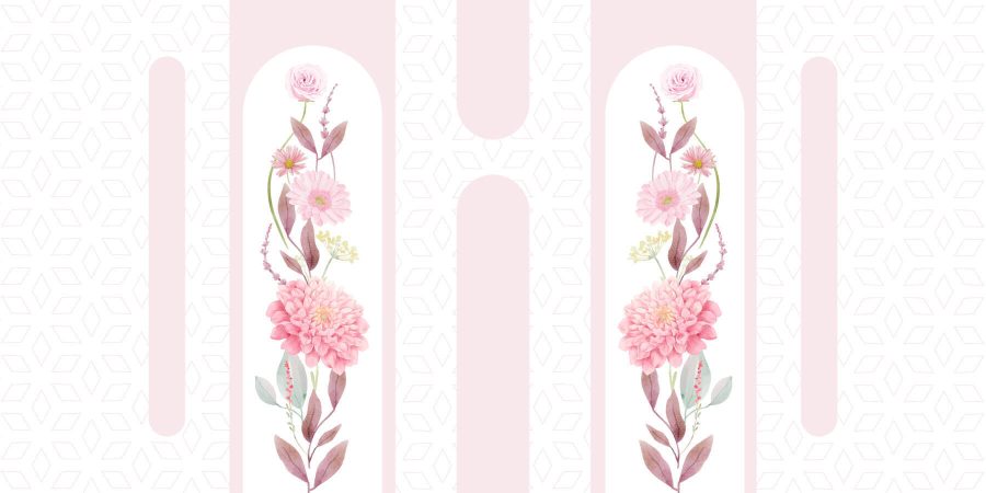 Pink flowers and leaves on a white background Pink flowers and leaves on a white background