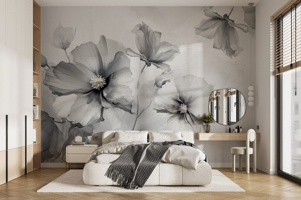 Group of flowers in a white background