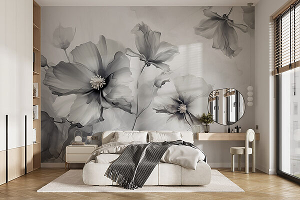 Wall murals Group of flowers in a white background (SKU: w01938) Wall murals Wall murals Group of flowers in a white background (SKU: w01938)