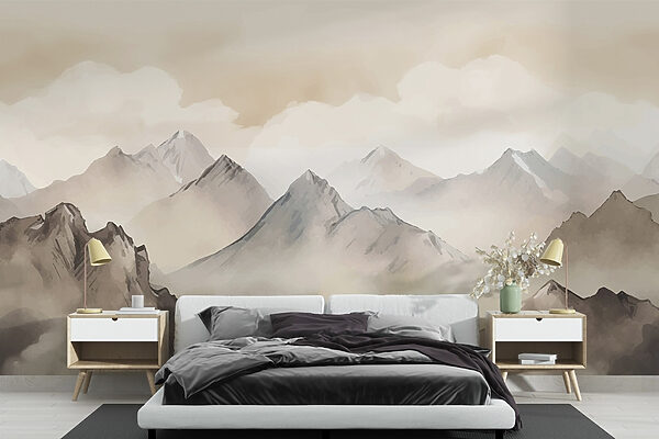 Painting of mountains and clouds Painting of mountains and clouds