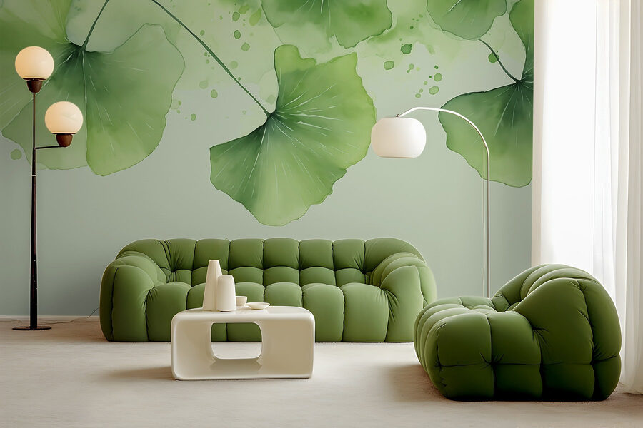 Elegant green leaves in soft hues Elegant green leaves in soft hues