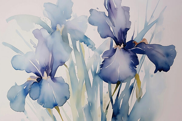 Painting of flowers on a white background Painting of flowers on a white background