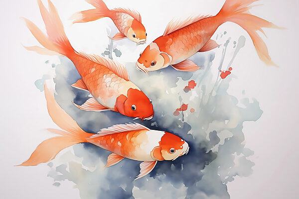 Group of orange and white fish swimming in water Group of orange and white fish swimming in water