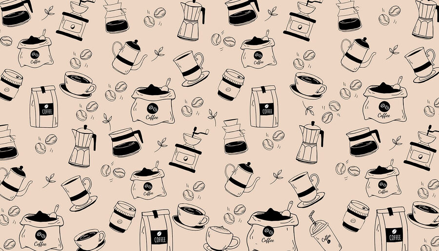 Wall murals Pattern of coffee objects - Image 3