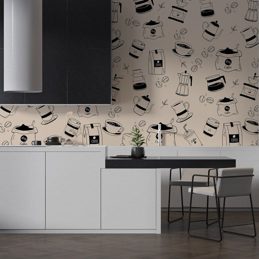 Wall murals Pattern of coffee objects