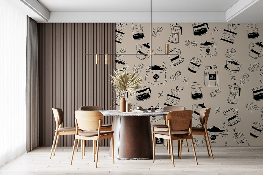 Wall murals Pattern of coffee objects - Image 2