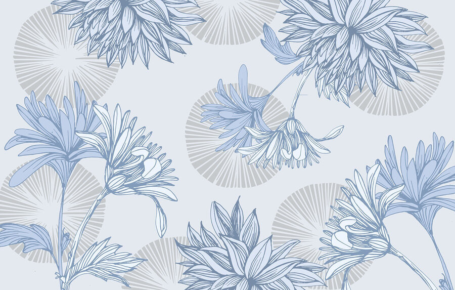 Wall murals Blue and white floral pattern - Image 3