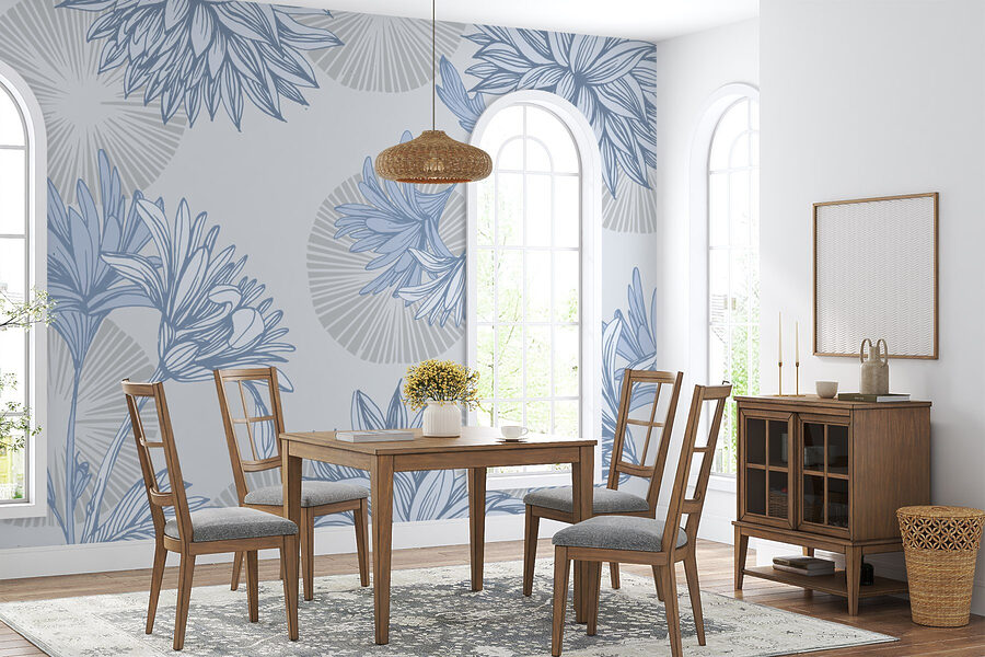 Wall murals Blue and white floral pattern - Image 2