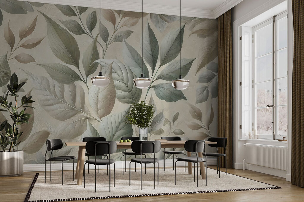 Wallpaper with leaves