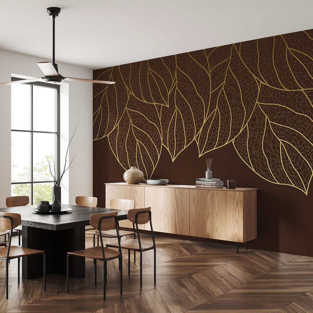 Group of leaves on a brown background Group of leaves on a brown background