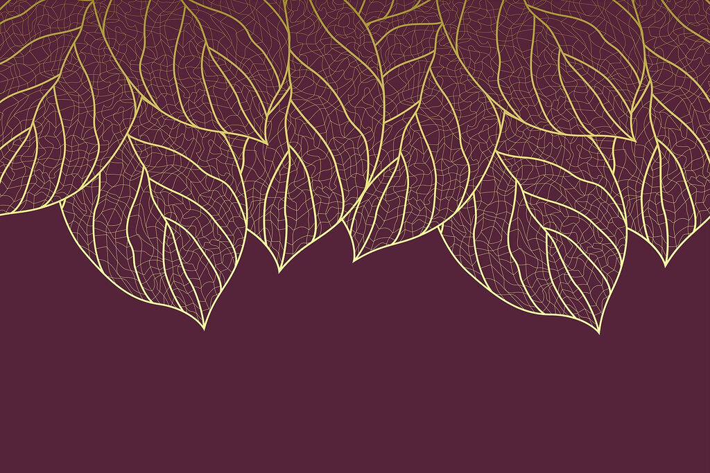 Elegant leaves on deep maroon background Elegant leaves on deep maroon background