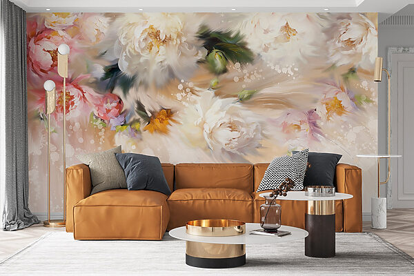 Painting of flowers on a white background