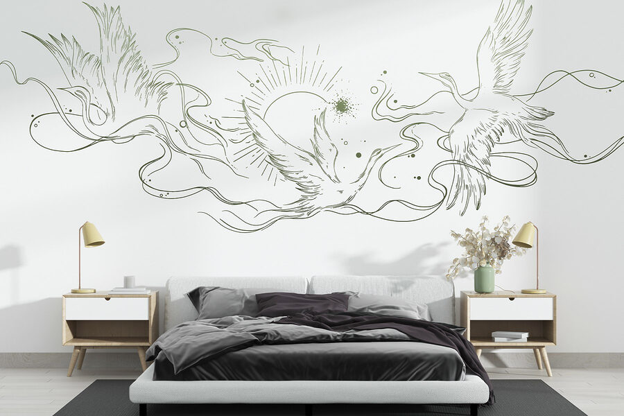 Drawing of birds and sun Drawing of birds and sun