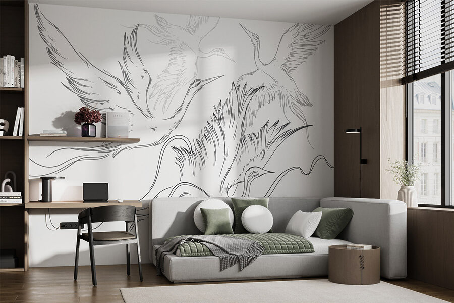 Drawing of birds flying Drawing of birds flying