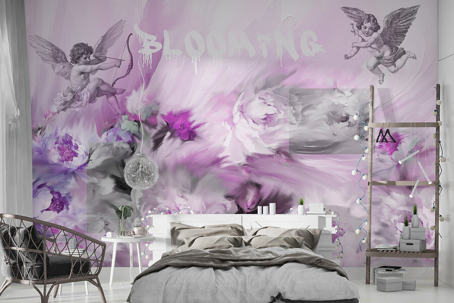 Painting of angels and flowers Painting of angels and flowers