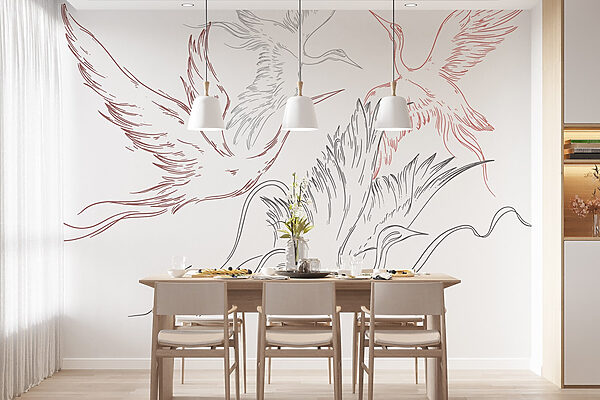 Drawing of birds flying
