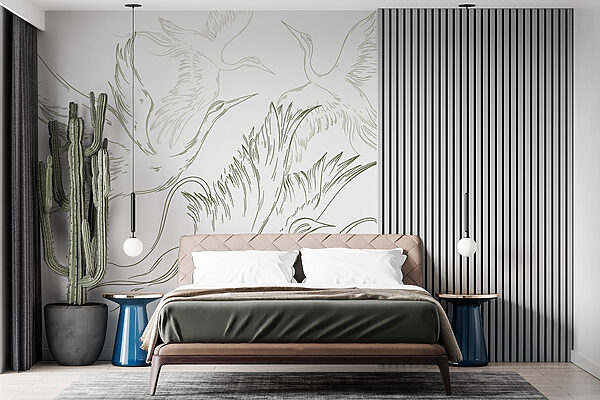 Wall murals Wall murals Drawing of birds flying (SKU: w02061v2)
