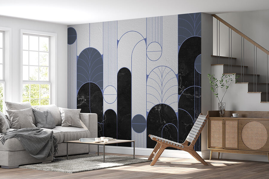 Black and white patterned wall
