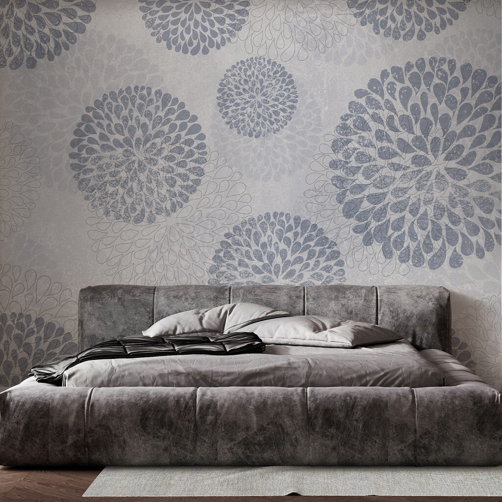 Wallpaper with circles and flowers
