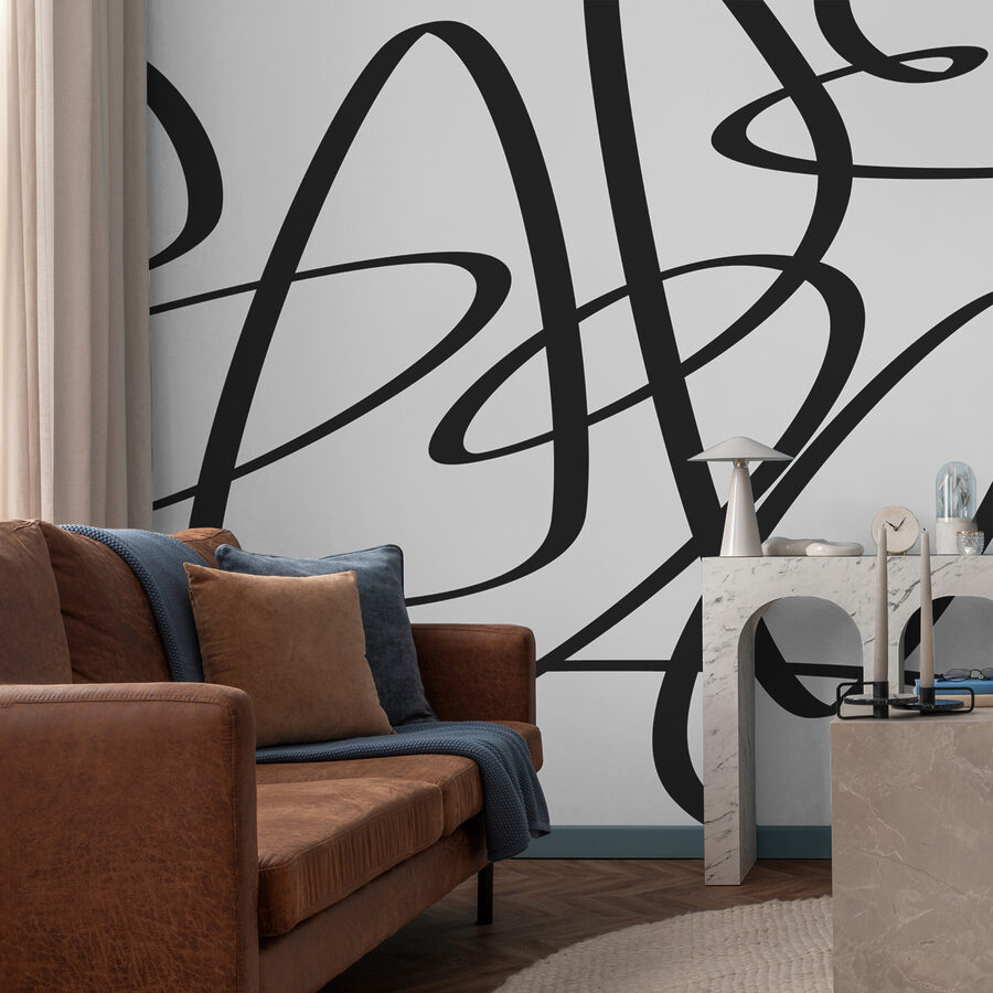 Wall murals Black lines on a white background
