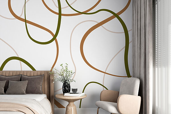 Wall murals Pattern of brown and green lines (SKU: w00594) Wall murals Wall murals Pattern of brown and green lines (SKU: w00594)