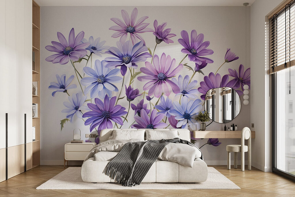 Group of purple and blue flowers