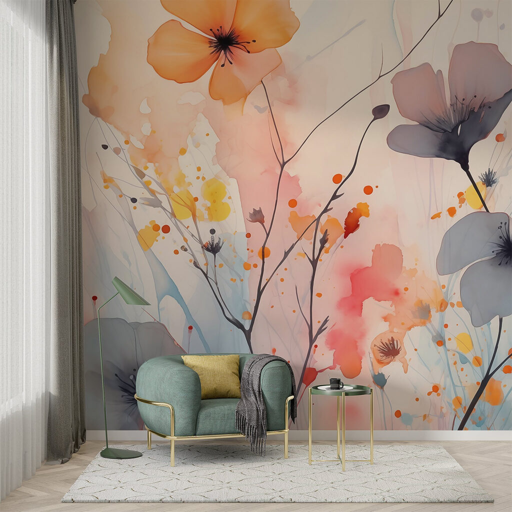 Painting of flowers on a white background Painting of flowers on a white background