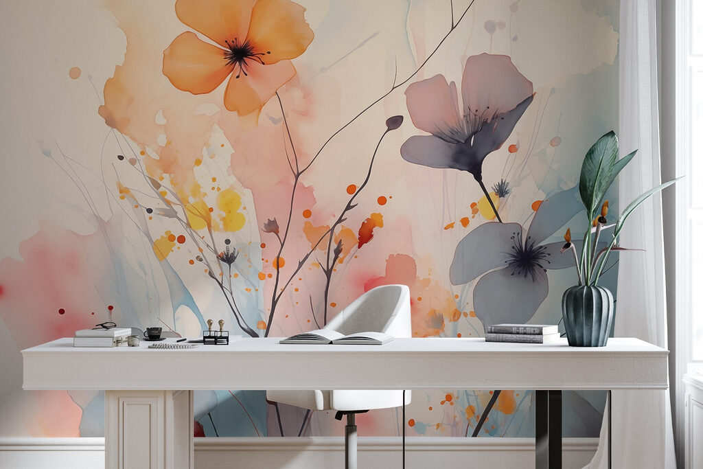 Painting of flowers on a white background Painting of flowers on a white background