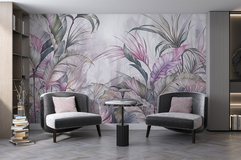 Painting of flowers and leaves