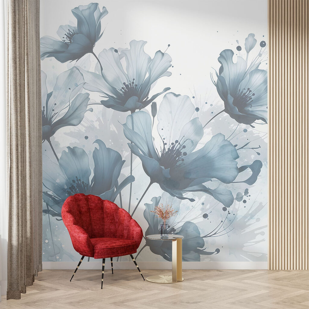 Group of flowers with blue and white colors