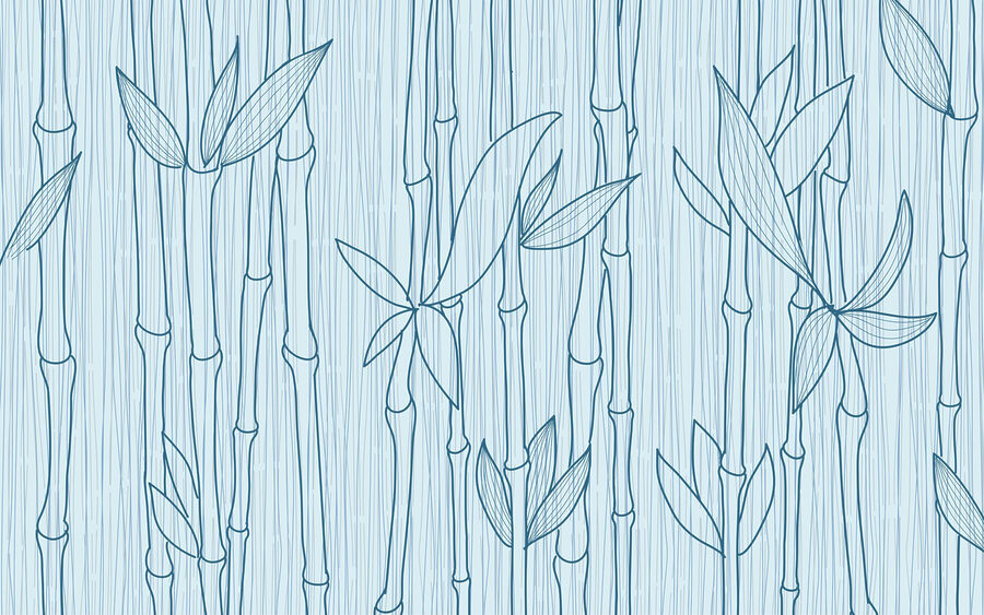 Wall murals Blue line drawing of bamboo - Image 3