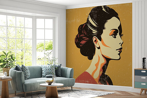 Wall murals Wall murals Woman with a hair bun (SKU: w02055)