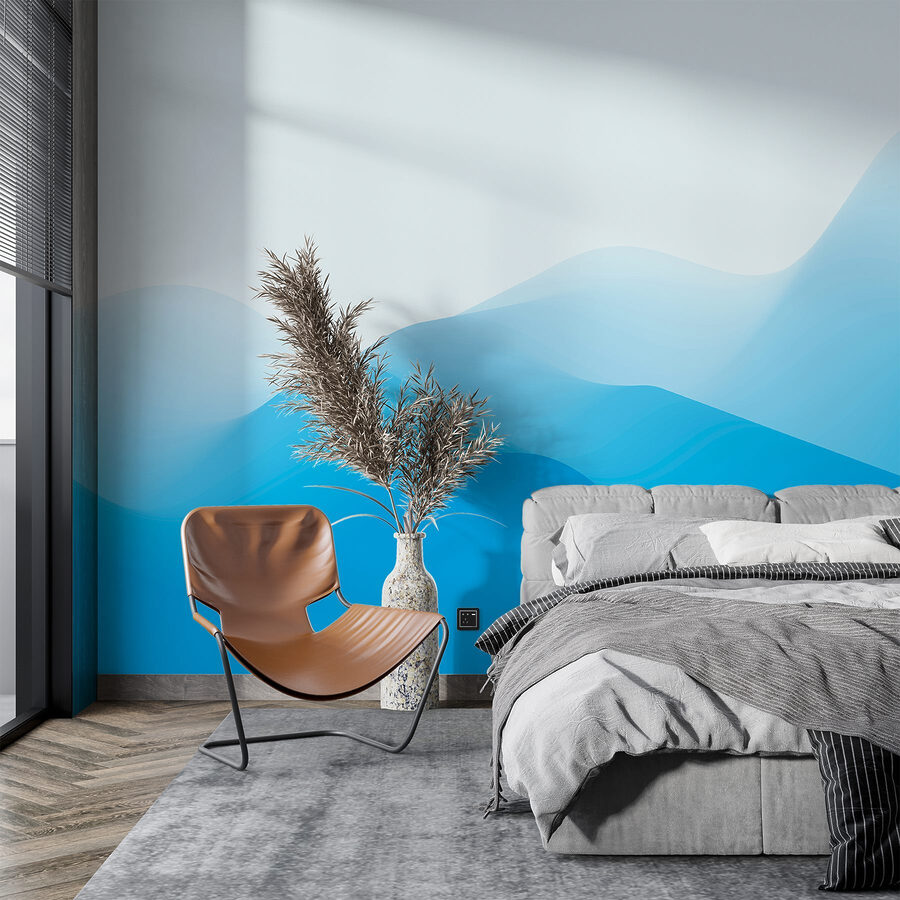 Blue and white wavy lines