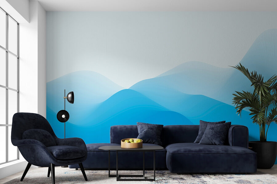 Blue and white wavy lines