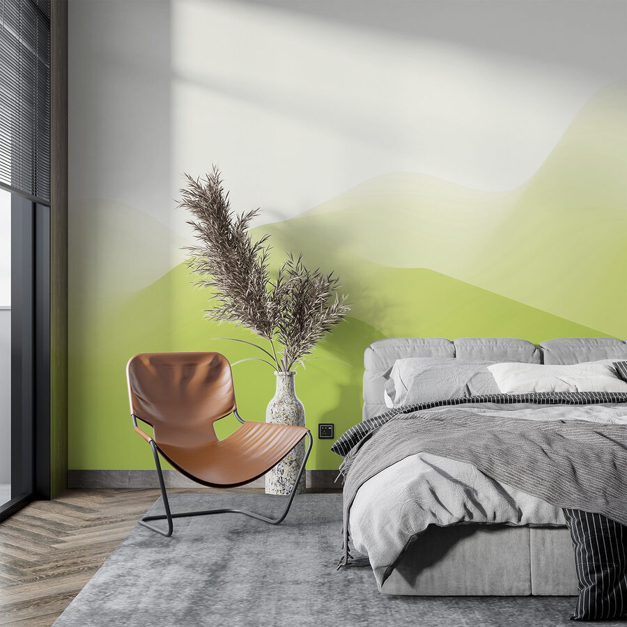 Wall murals Green hills with white background